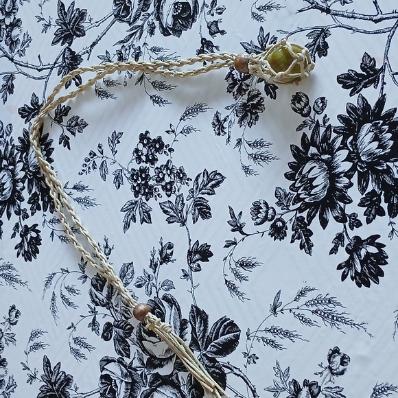 Handcrafted Adjustable Macrame Braided Hanger Basket with Green Bead Stone - Picture 2 of 10